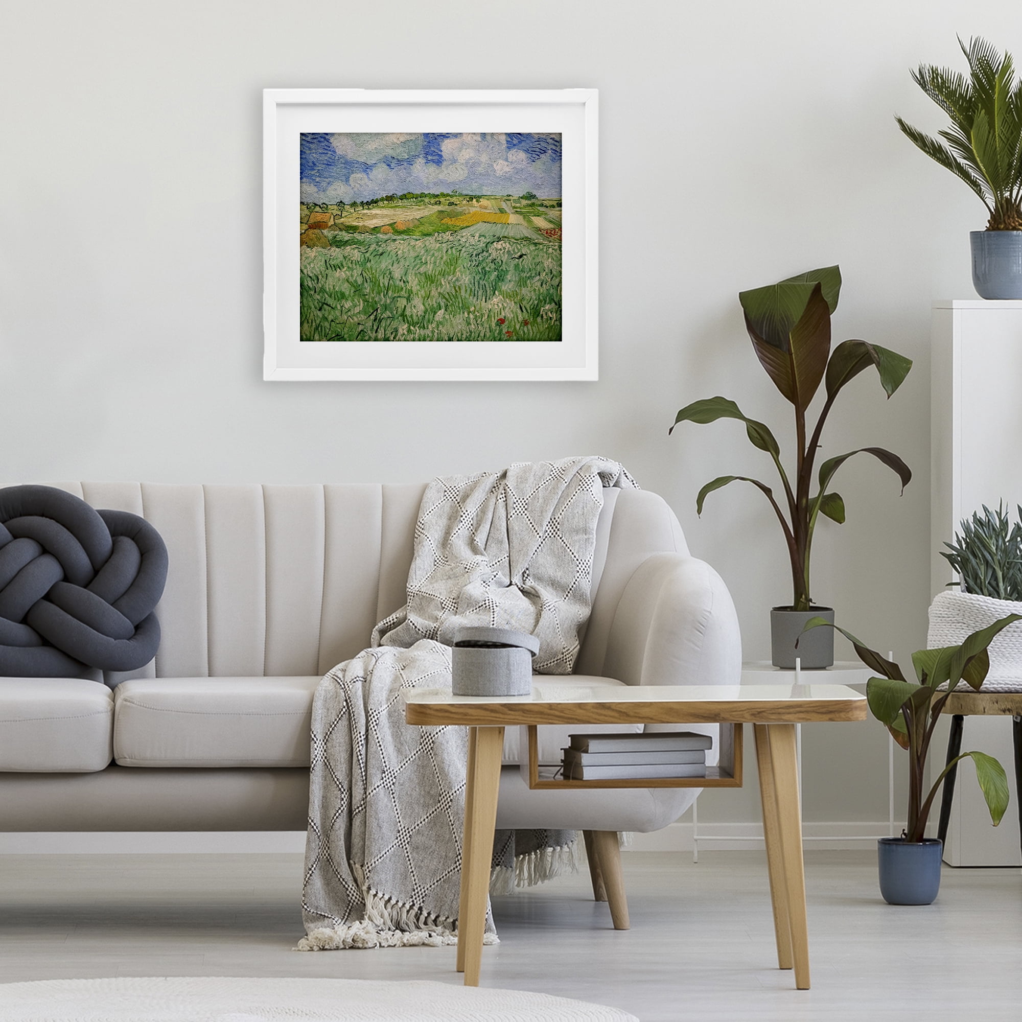 Stupell Industries Plain Near Auvers Painting White Framed Print Under Glass, design by Vincent Van Gogh