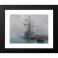 thumbnail image 2 of August von Ramberg 14x11 Black Modern Framed Museum Art Print Titled - Fishing Boats by the Jetty (1932), 2 of 5