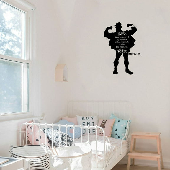 A True Hero Hercules Quote Cartoon Character Cartoon Wall Sticker Art Decal for Girls Boys Room Bedroom Nursery Kindergarten House Fun Home Decor Stickers Wall Art Vinyl Decoration Size (20x18 inch)