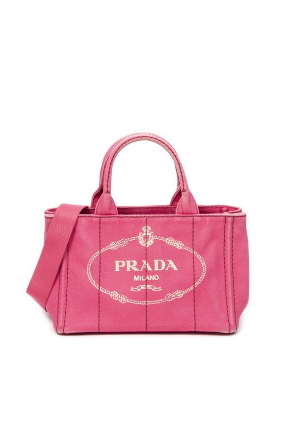 Pre-Owned Prada Fuchsia Pink Small Canapa Tote Shoulder bag Canapa Canvas