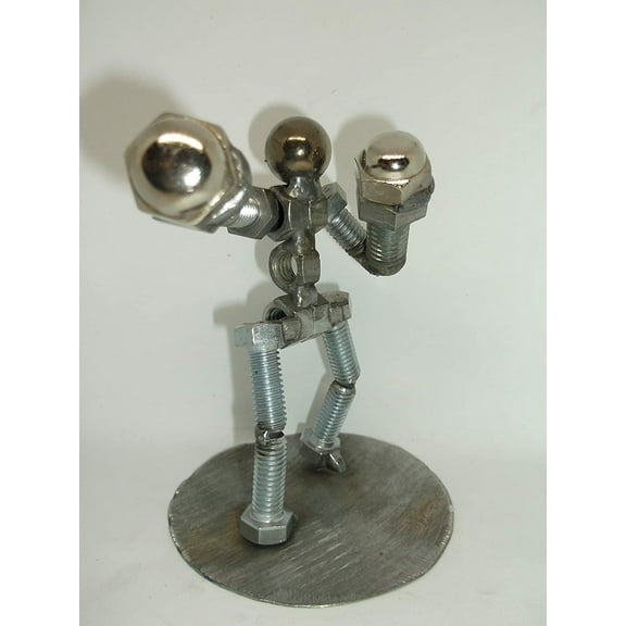 Boxer, Metal Bolt Figurine, Fighter, Athlete, Upcycled Metal Figurine