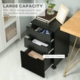 thumbnail image 4 of 3 Drawer Office Storage Cabinet, Under Desk Cabinet With Wheels, Black Wood Grain, 4 of 9