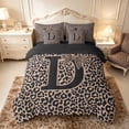 thumbnail image 4 of meiyoeat Leopard Print Bow Letter D Bedding Comforter Set, Women Teens, Brown Animal Print Full Bedding Set, Black Reversible 7pcs, 4 of 7