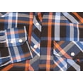thumbnail image 3 of Men’s Western Pearl Snap Button Down Casual Long Sleeve Plaid Cowboy Shirt (#5 Orange/Blue, L), 3 of 3