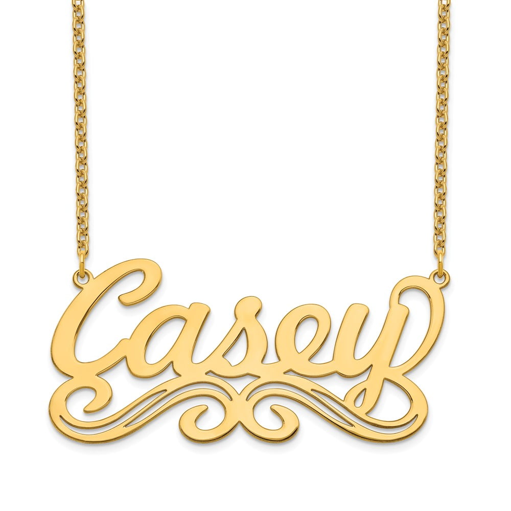 Solid 14k Yellow Gold Nameplate Pendant 