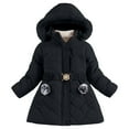 thumbnail image 5 of Krdevn Girls Long Coat Winter Warm Thickened Downlike Jacket with Hood Windproof Outerwear for Toddler Kids,5-6 Years, 5 of 8