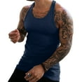 thumbnail image 3 of Inadays Men's Workout Tank Top Gym Fitness Athletic Shirts Quick Dry Bodybuilding Sleeveless Plain Muscle T Shirts, Dark Blue, L, 3 of 7