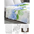 thumbnail image 6 of Summer Hydrangeas Twim XL Size Flat Sheet, Wrinkleproof & Fadeproof Cooling Flat Bed Sheet Only, White Blue Flowers Pastoral Leaves Breathable Soft Bedding Top Sheets 66 x 102 Inches, 6 of 8
