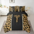 thumbnail image 2 of Feelyou Cheetah Print Letter T Bedding Comforter Set 7 Pieces, Chic Brown Bowknot Ribbon Full Bedding Set, Leopard Wildlife Animal Reversible Fitted Sheet Flat Sheet, Super Cozy Room Decor, 2 of 8