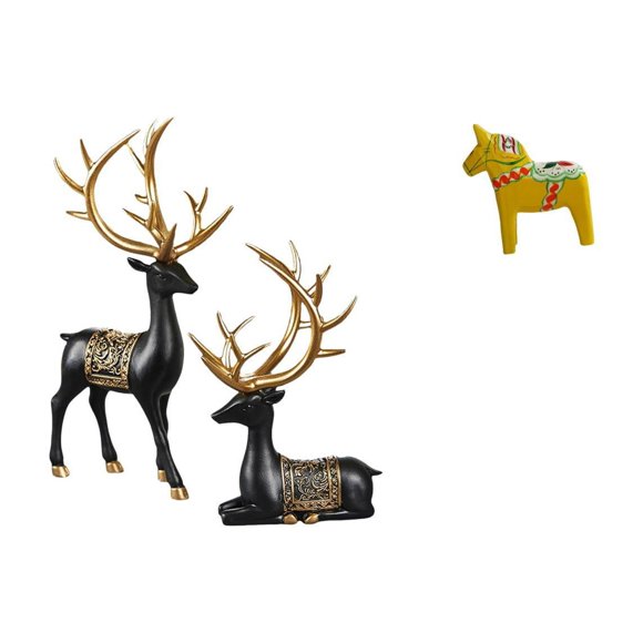 Estatua y adorno de resina de reno y alce, fusión de esculturas únicas de animales para armarios, , estanterías, colección de decoración del