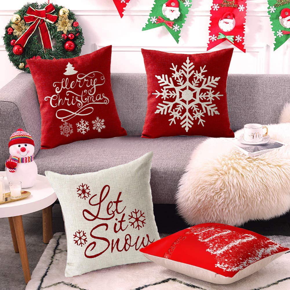 Sykting Embroidery Throw Pillow Case 18x18 Christmas Pillow Cover