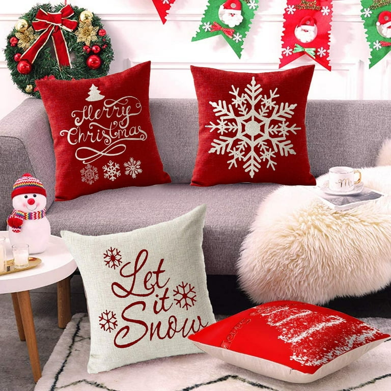 Topfinel Red and Gold Christmas Pillows Decorative Throw Pillow Covers  18x18 Set of 2, Xmas Tree Grinch Decorations Soft Velvet Couch Pillow  Covers