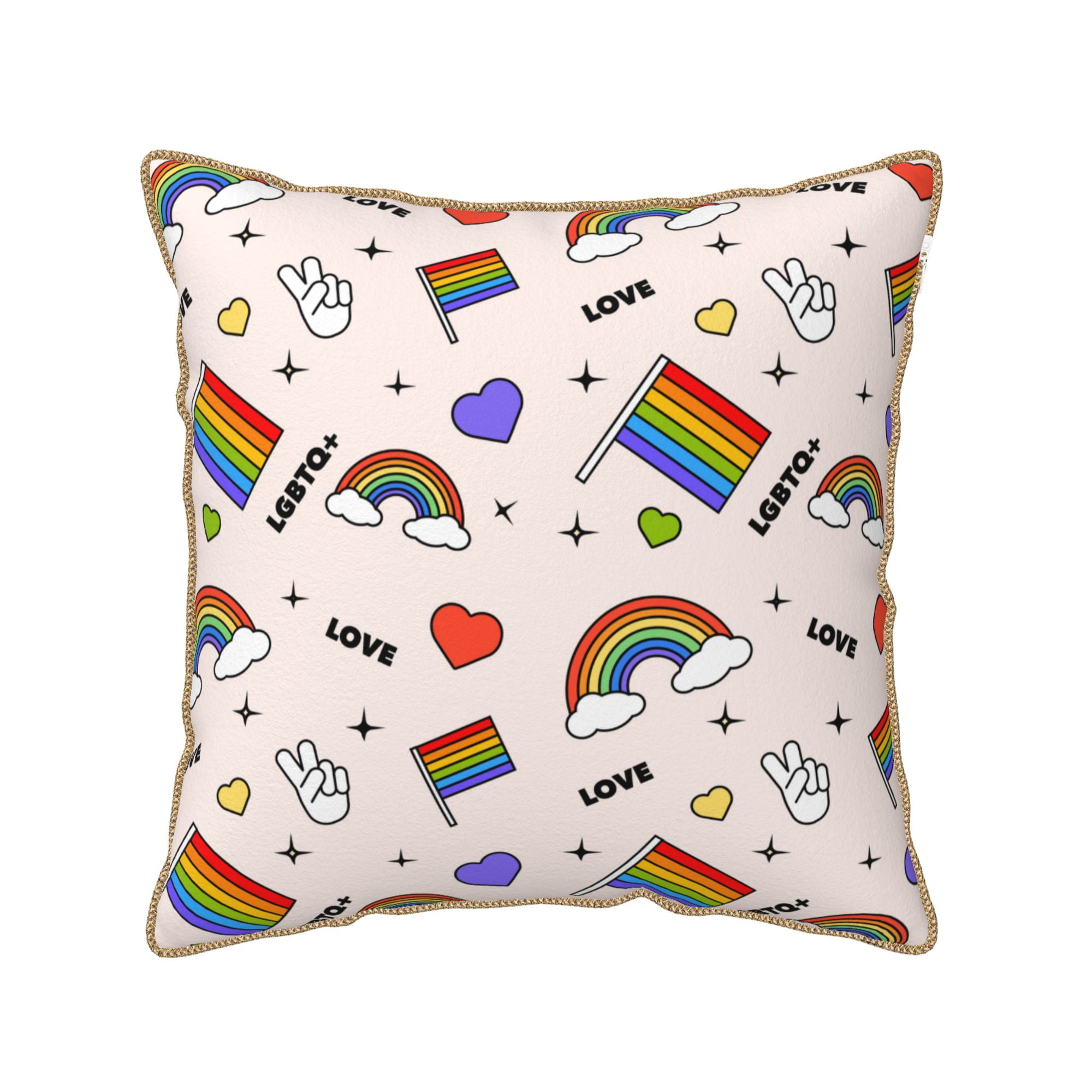 ZNDUO Rainbow Hearts LGBTQ Love Throw Pillows, Throw Pillows for Couch