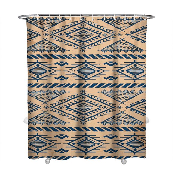 Extra Long Boho Shower Curtain 72x84 Inches - Vintage Floral & Tropical Leaves Pattern, Waterproof Bohemian Bathroom Decor with 12 Hooks, Tribal Rustic Style