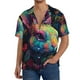 thumbnail image 1 of Fotbe Colorful Patterned Rabbit Camisa Estampada de Manga Corta para Hombre, Casual de Verano, Estilo Playero, Sin Arrugas-3X-Large, 1 of 5