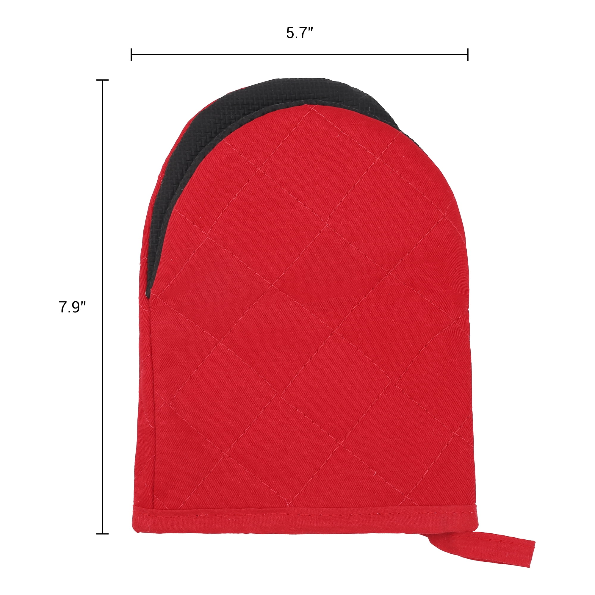 Unique Bargains Oven Mitts Heat Resistant Cooking Gloves Red 7.9x5.7inch