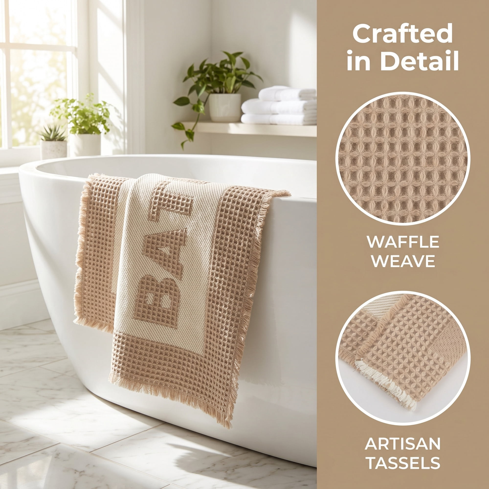 Unique Bargains Non Slip Washable Absorbent Quick Dry Waffle Bath Mat Brown 30" x 18"