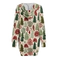 thumbnail image 4 of JURANMO Womens Mid Length Dress Merry Christmas Vintage Print Long Sleeve Dress Casual Loose Fit Sweatshirt Dresses with Pockets Today's Deals C-Brown#Christmas Vintage Printed S, 4 of 5