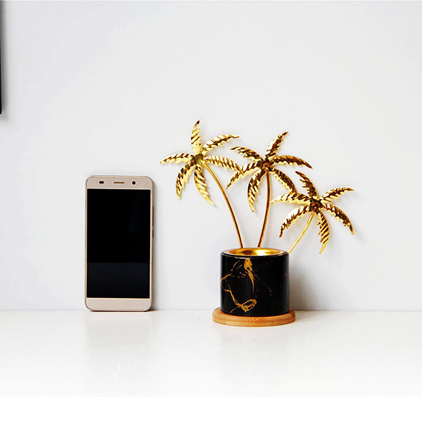 Hawaii Coconut Tree Ceramic Incense Burner, Black Bottom