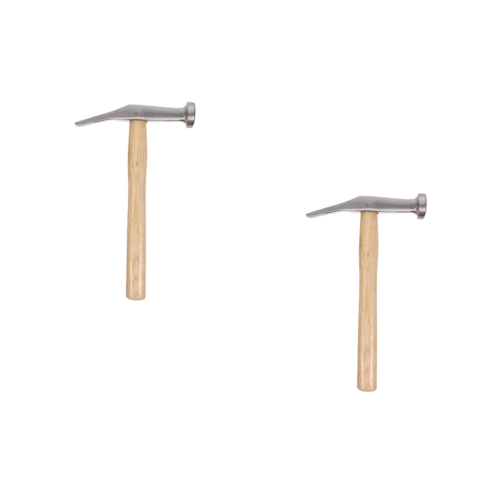 SKISUNO Portable Steel Hammer Khaki Wooden Handle for Shoe Making 2Pcs