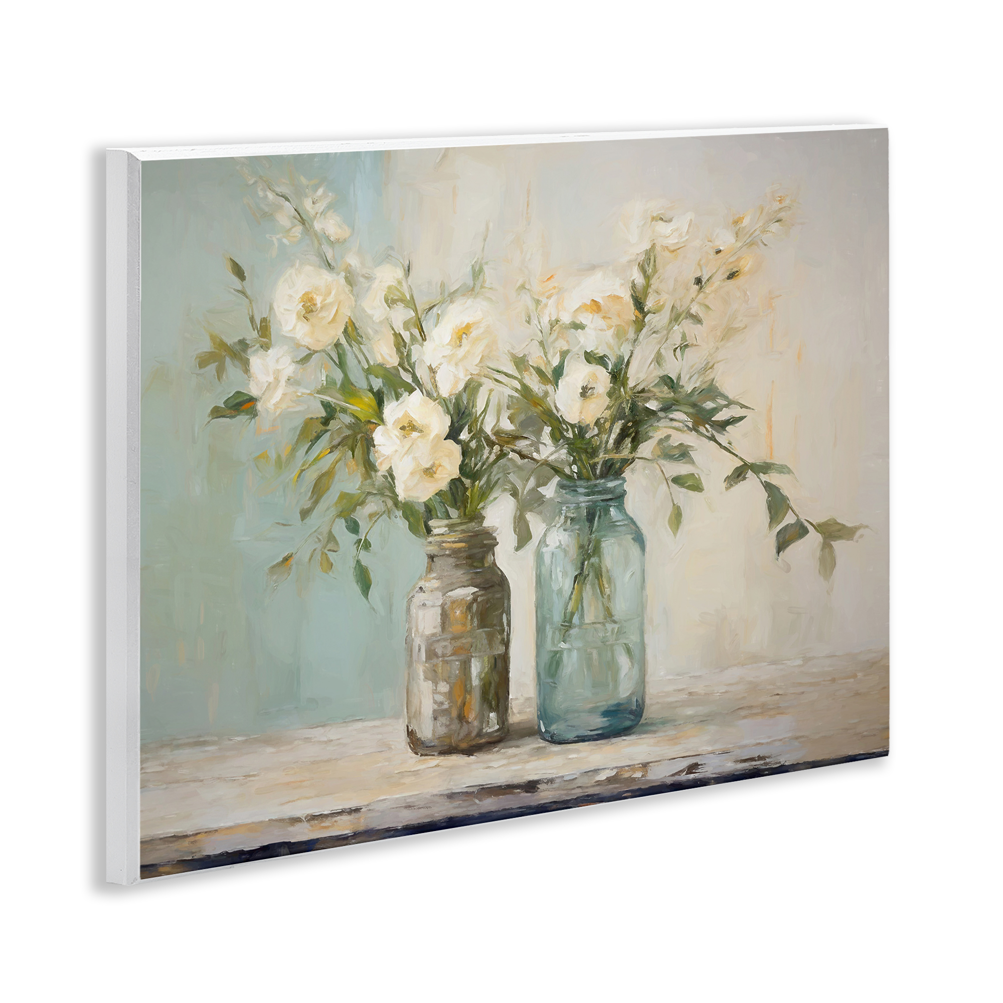 Stupell Industries Mason Jar Bouquet Botanical & Floral Painting Unframed Art Print Wall Art, 14 x 11