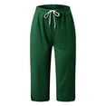 thumbnail image 3 of Capri Pants for Women Split Side High Waist Casual Athletic Knee Length Pants (Green XXL), 3 of 4