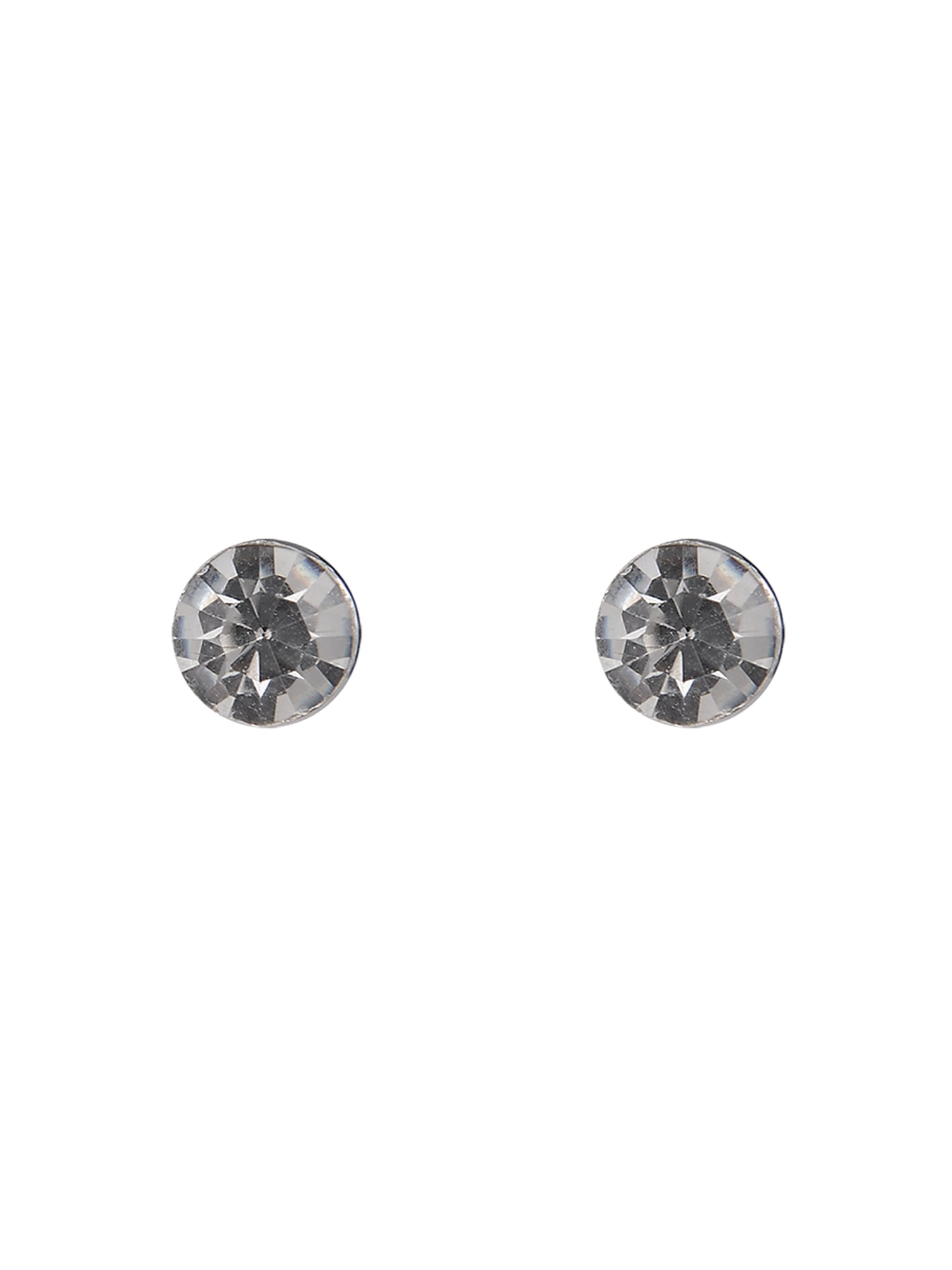 Time and Tru Silvertone 3-On Crystal Stud, Hoop, Initial "A" Earring Set