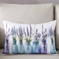 thumbnail image 3 of Spring Lavender Flower Throw Pillow Cover 16 x 24 Inch Decorative Pillow Cover Botanical Watercolor Floral Leaf Vase Lumbar Pillowcase Seasonal Rectangle Cushion Case for Couch Sofa Bed Living Room, 3 of 7