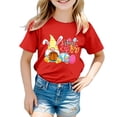 thumbnail image 4 of MIASHUI Haut à Manches Courtes pour Garçons et Filles, T-Shirt Graphique de Pâques, Col Rond d'Été, Rouge, 8-9 Ans, 4 of 4
