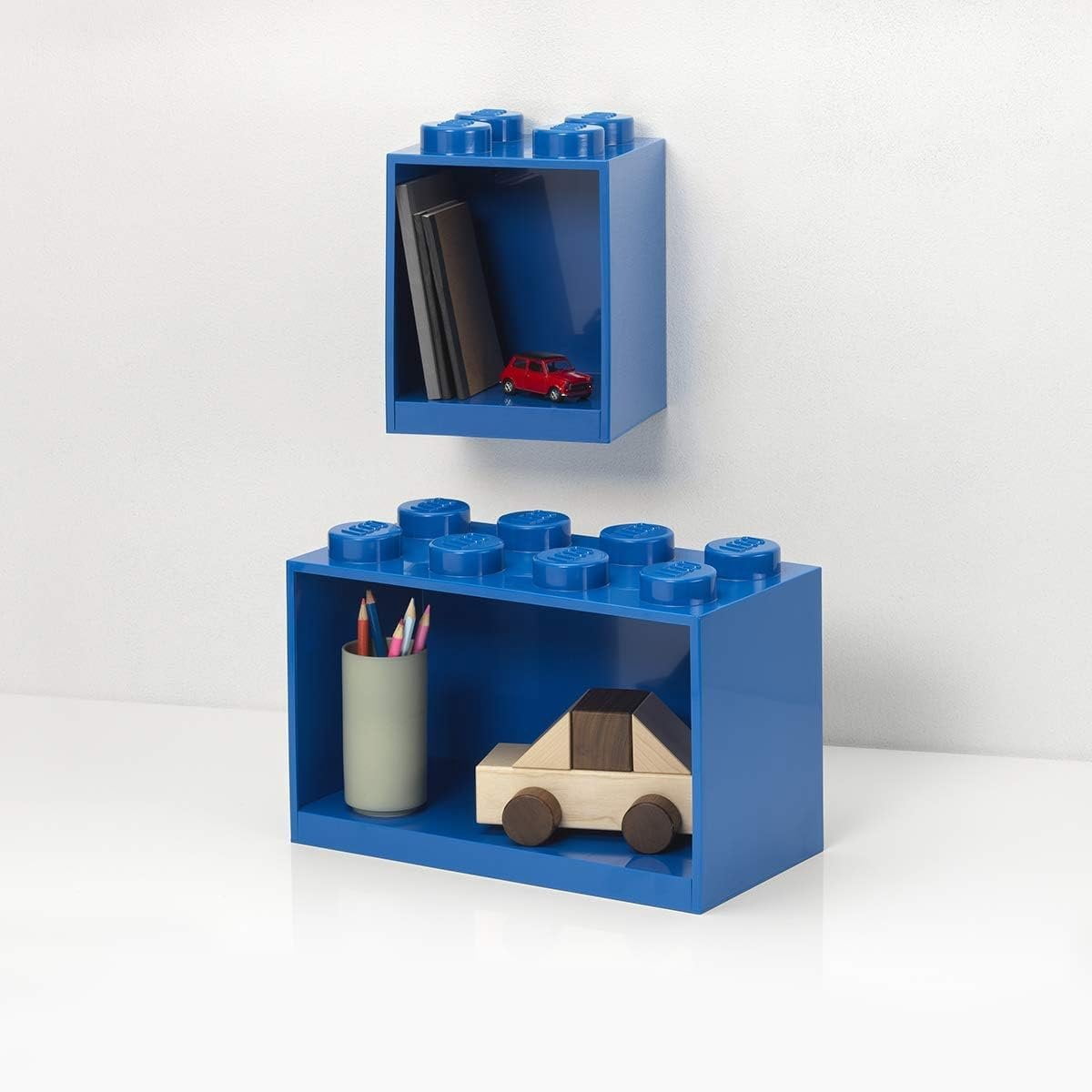 Room Copenhagen LEGO Brick Set with 4-Stud and 8-Stud Box Shelves, Blue