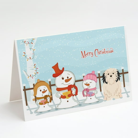 Merry Christmas Carolers Lowchen Greeting Cards and Envelopes Pack of 8