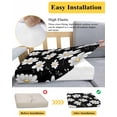 thumbnail image 5 of White Daisy Floral Sofa Couch Cushion Covers Washable, Removable Stretchable Sectional Couch Covers, Spring Summer Flowers Black Slipcovers for L & T Shape Sofa Furniture Protector S Size 2 pcs, 5 of 7