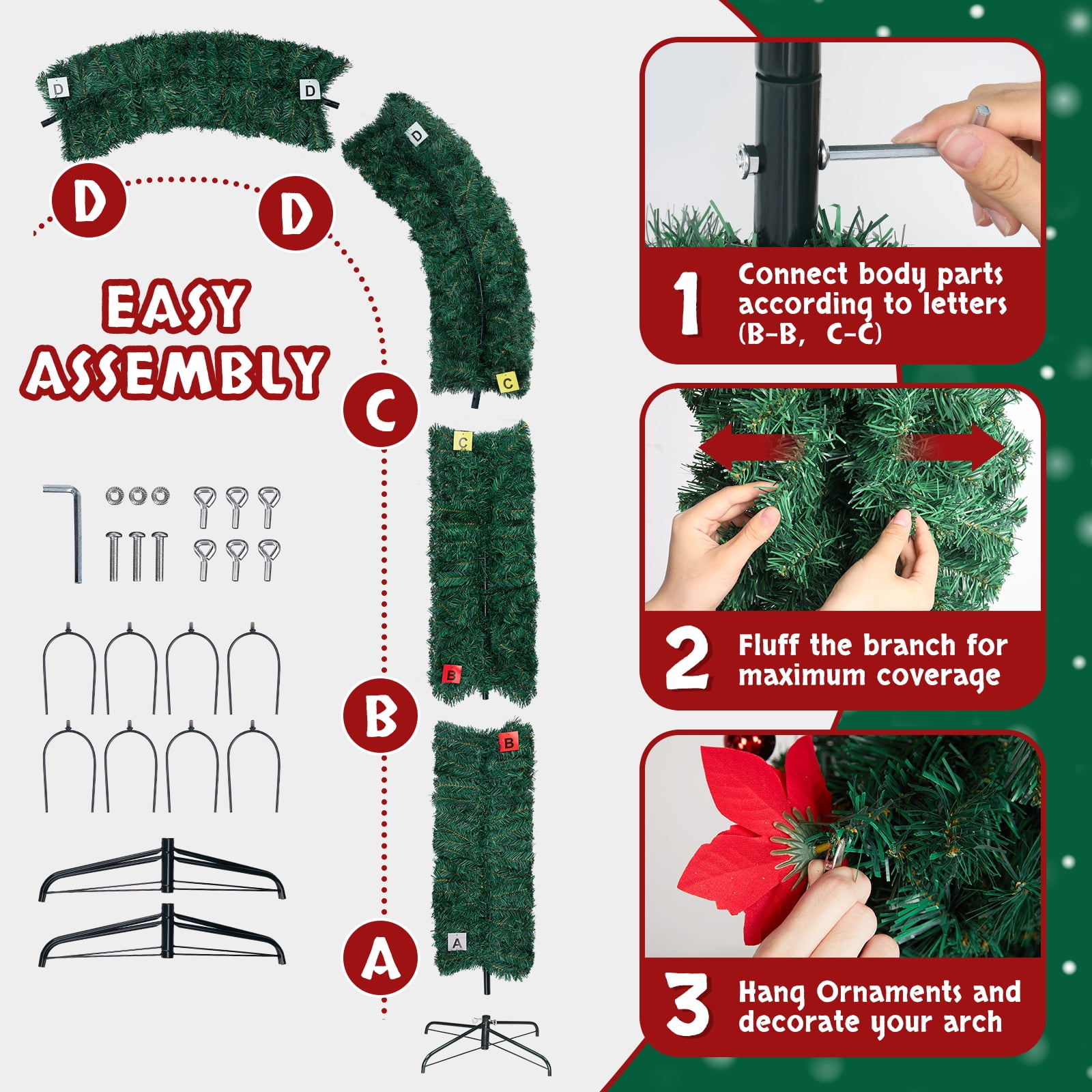 Astoutdoor Green PVC Christmas Arch, 94.5 x 15.7 x 104.3 in