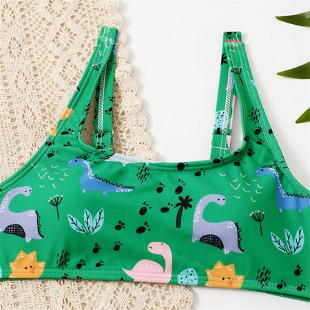 

Gubotare Summer Big Kids Girls Bathing Suits 2 Piece Swimsuit Kids Dinosaur Print Bikini Set Swimwear 6 To 12 Bathing Suit Girl Green 10-11 Years