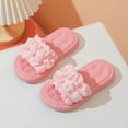 thumbnail image 2 of purcolt Kids Girls Ruffles Pearls Slides Non-Slip Rubber Sole House Slippers Open Toe Summer Beach Pool Bathroom Shower Shoes Comfy Thick Sole Slide Sandals, 2 of 3