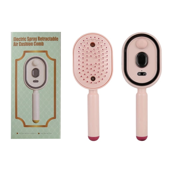 Electric Steam Hair Brush, Rechargeable Steam Hair Straightener with Mist Spray, 3-in-1 Detangling Cushion Massage Comb, Anti-Static Frizz Reducing Ionic Hair Brush
