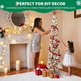 thumbnail image 4 of Takywep 7.5FT White Slim Pencil Christmas Tree with Snow Flocking, Pre-Decorated, 329 Tips, 251 Warm Decor, Sturdy Iron Stand for Apartment, Corner, Office, Indoor Holiday Home Décor, 4 of 7