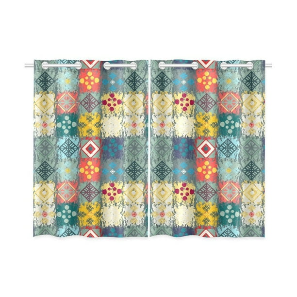 Mypop Ethnic Tribal Art Boho Window Curtain Kitchen Curtain 26x39 Inches Two Pieces Walmart Com Walmart Com