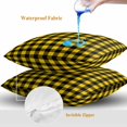 thumbnail image 4 of Throw Pillow Covers 20x20 Inch Set of 2, Black Yellow Plaid Waterproof Outdoor Pillow Covers, Retro Country Buffalo Check Gingham Decorative Cushion Pillowcases for Couch, Sofa, Bed, Garden, Patio, 4 of 9