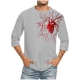 thumbnail image 1 of Camisas de Manga Larga para Hombres Imprimir Casual Cuello Redondo Blusa de Manga Corta, Camisas de Lino para Hombres, 1 of 4