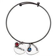 Women's Personalized Planet Expandable Bracelet with Two Sterling Silver Names and Birthstone Charms
