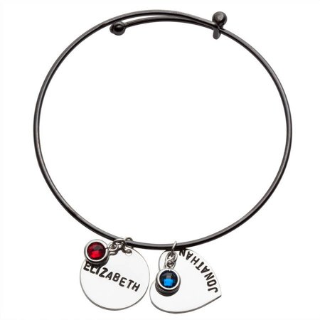 Women's Personalized Planet Expandable Bracelet with Two Sterling Silver Names and Birthstone Charms