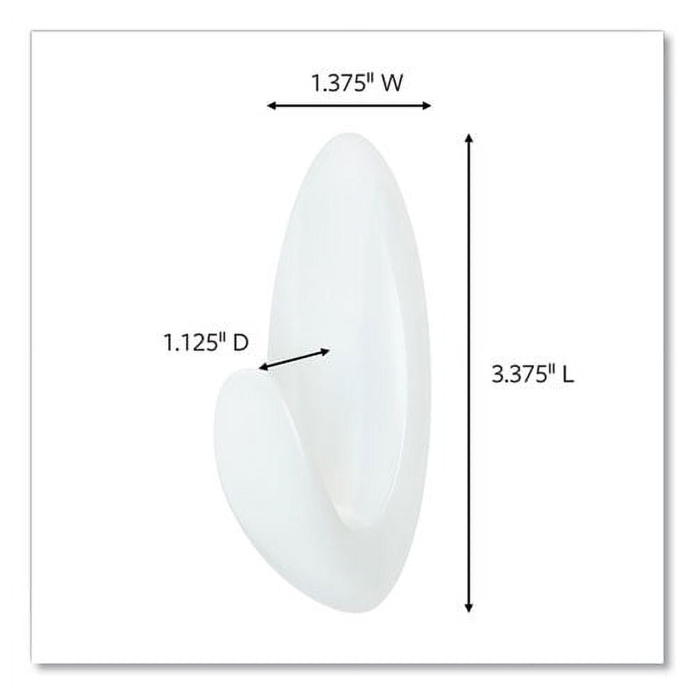Medium Bath Hooks Value Pack, Plastic, White, 3 Lb Capacity, 6 Hooks And 6 Strips | Bundle of 5 Each