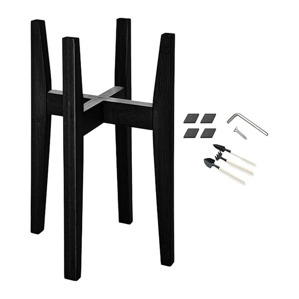 Soporte para plantas resistente, soporte de madera maciza para balcón y sala de estar. negro