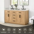 thumbnail image 5 of Pemberly Row 60" Wood Vanity in Light Brown with Composite Stone Top no Mirror, 5 of 13