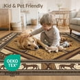 thumbnail image 4 of ODIKA 6'x9' Washable Area Rug Patchwork Faded Stripe Symmetrical Panel Arrangement Round Contrasting for Queen Size Bedroom, Under Bed, Master Suite, Easy Care, Non-Shedding, 4 of 7