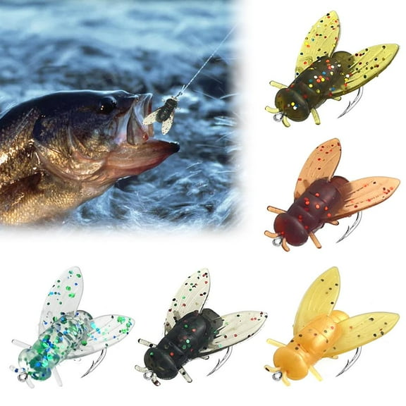 FurNest Soft Rubber Fly Fishing Lures Kit with Barbed Hooks for Bass Trout an