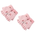 thumbnail image 1 of 2 piezas de guantes cálidos tipo chanclas de felpa de medio dedo para niñas, calidez de invierno 796, 1 of 5