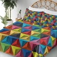 thumbnail image 3 of Ambesonne Colorful Fitted & Top Sheet Set with Shams, Pyramid Forms Modern, Multicolor, 3 of 5