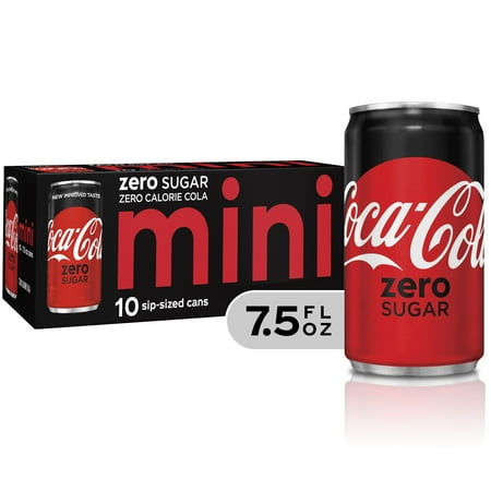 - (3 Pack) Coca-Cola Zero Sugar Mini Can Soda, 7.5 Fl Oz, 10 Count